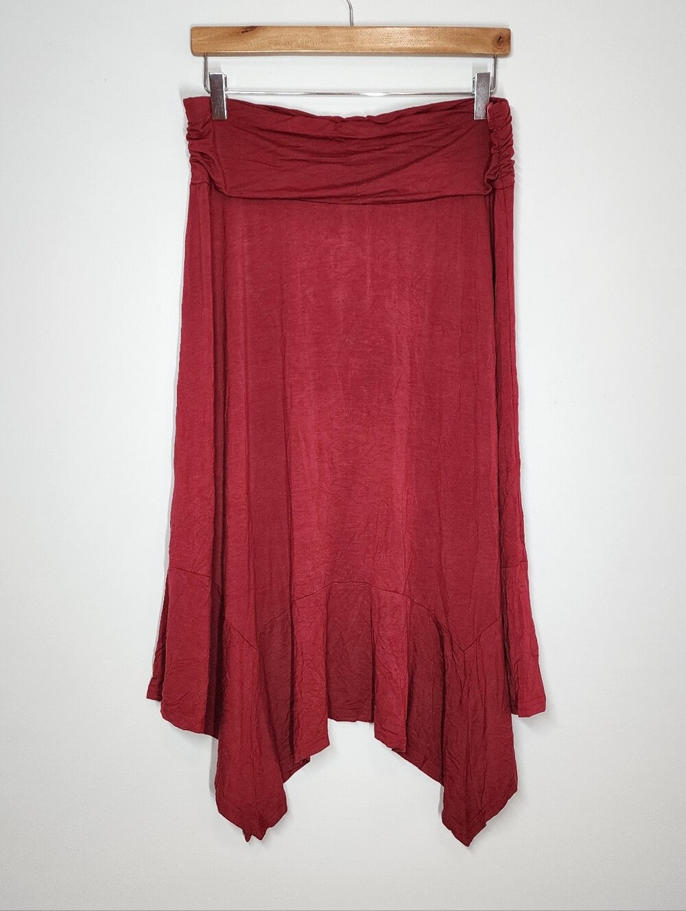 DJT Flowy Handkerchief Hemline Midi Skirt Asymmetrical Casual Size L